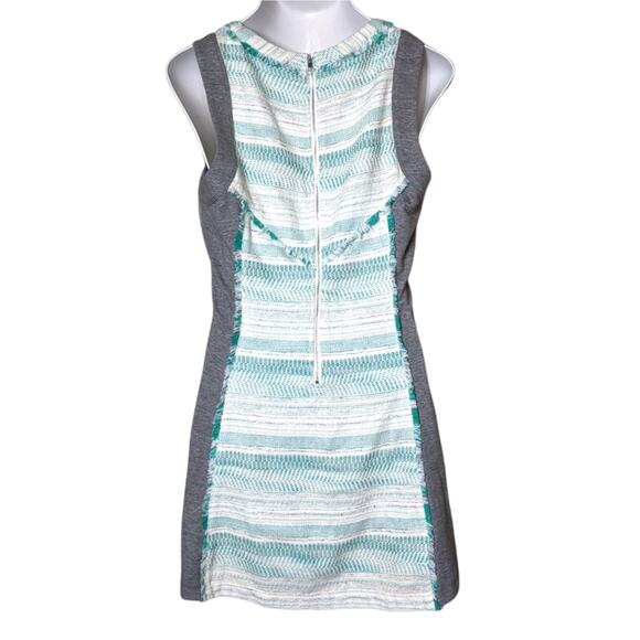 RACHEL ROY LA Story Tide Pool Teal Gray Textured Fringe Sleeveless Dress 14 NEW - Picture 2 of 15